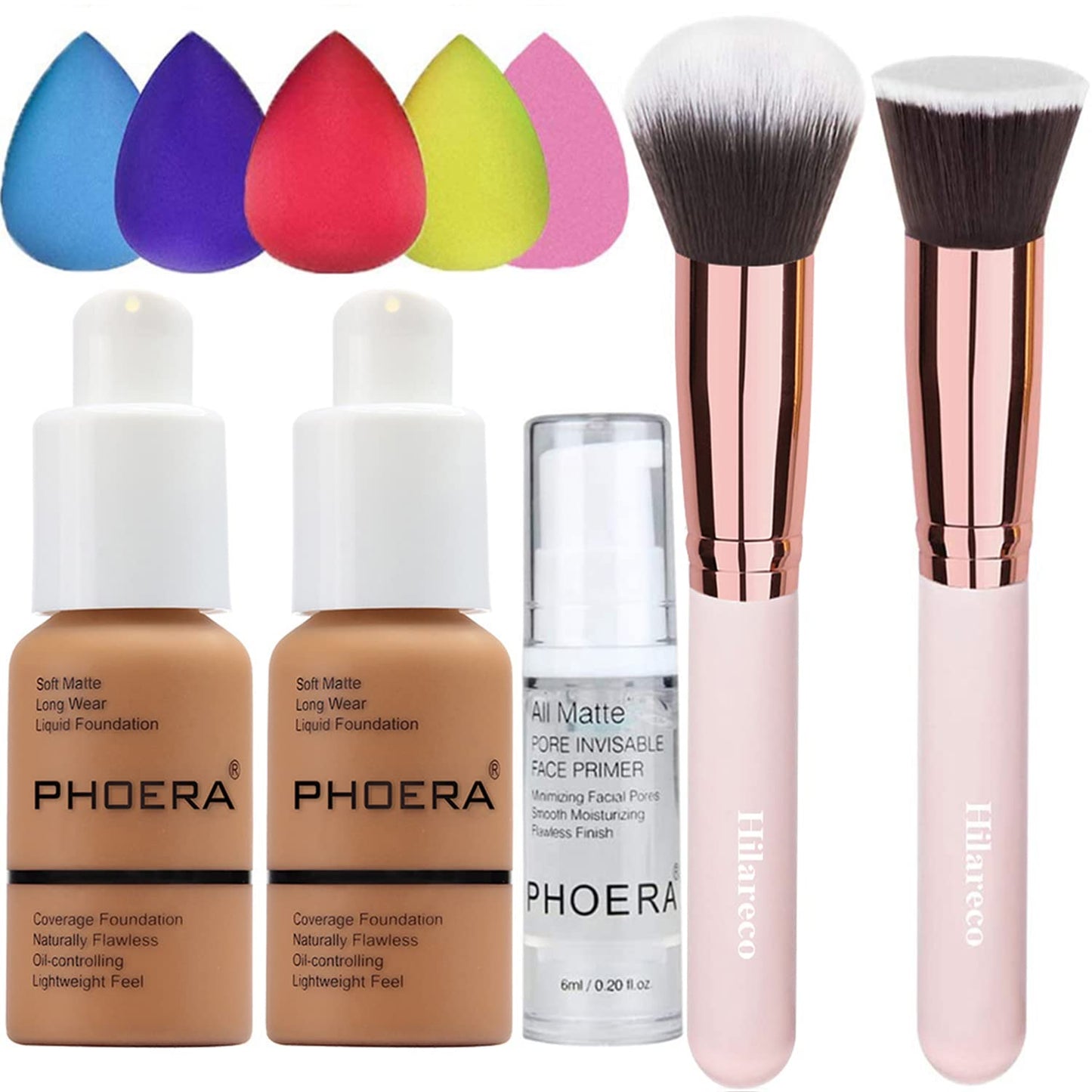 Phoera Foundation,Full Coverage Foundation,Hilareco Concealer Foundation Flawless 30ml Natural Matte Oil Control Concealer Facial Blemish for Women Girls (2 PCS 108-Tan)