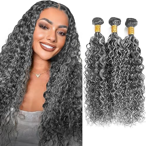 P1B Grey Water Wave Human Hair Bundles - 12" 3 Pack