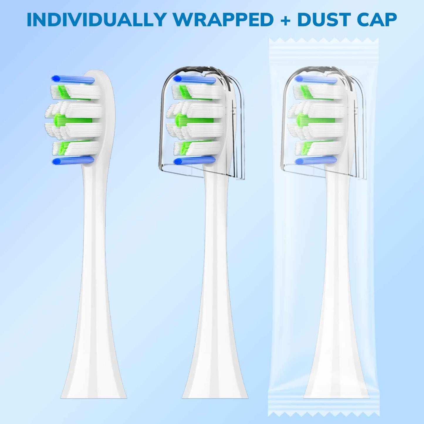 Replacement Toothbrush Heads for Philips Sonicare - 16 Pack Soft Gentle Bristles Compatible with Most Sonicare Click-On Electric Toothbrushes (White)