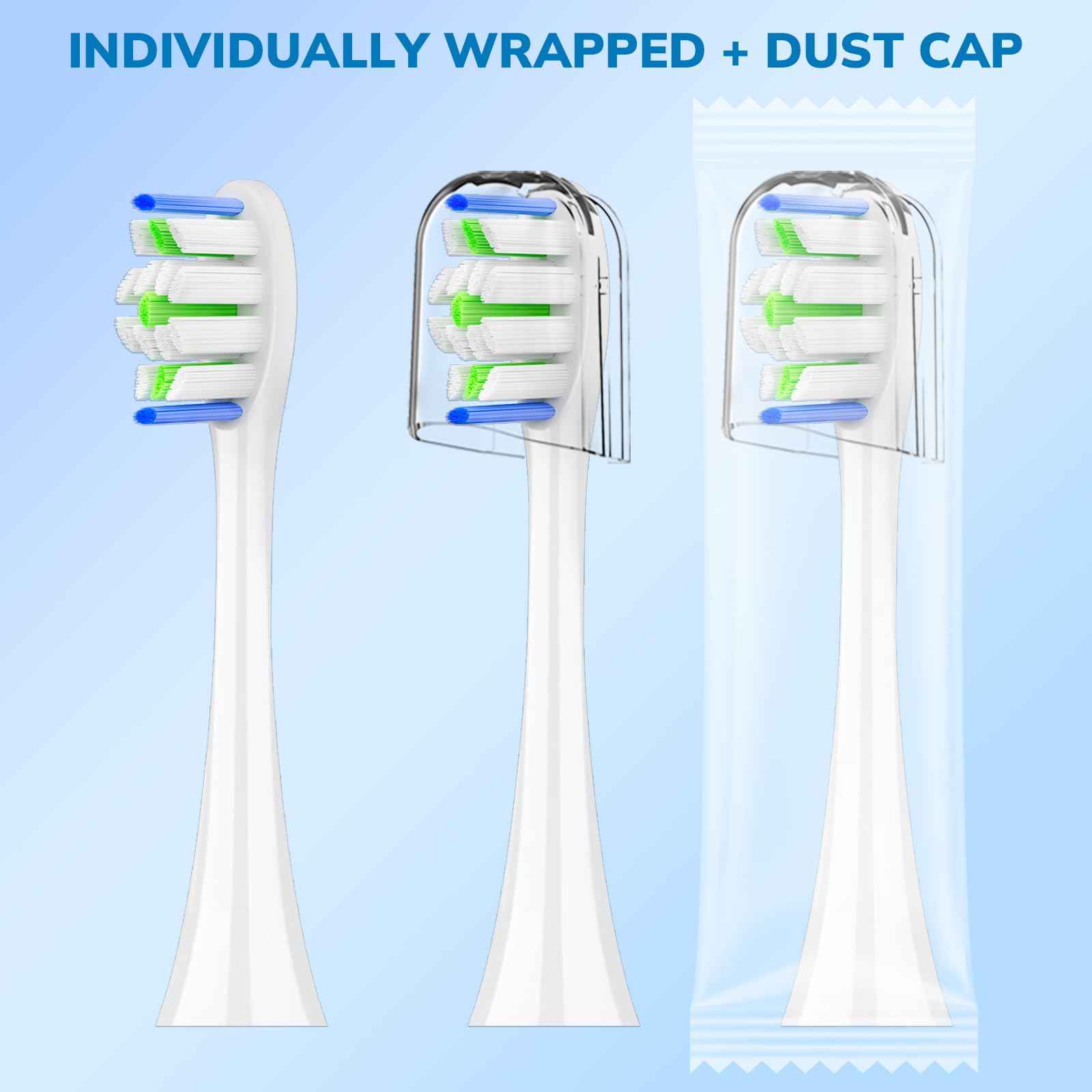 Replacement Toothbrush Heads for Philips Sonicare - 16 Pack Soft Gentle Bristles Compatible with Most Sonicare Click-On Electric Toothbrushes (White)