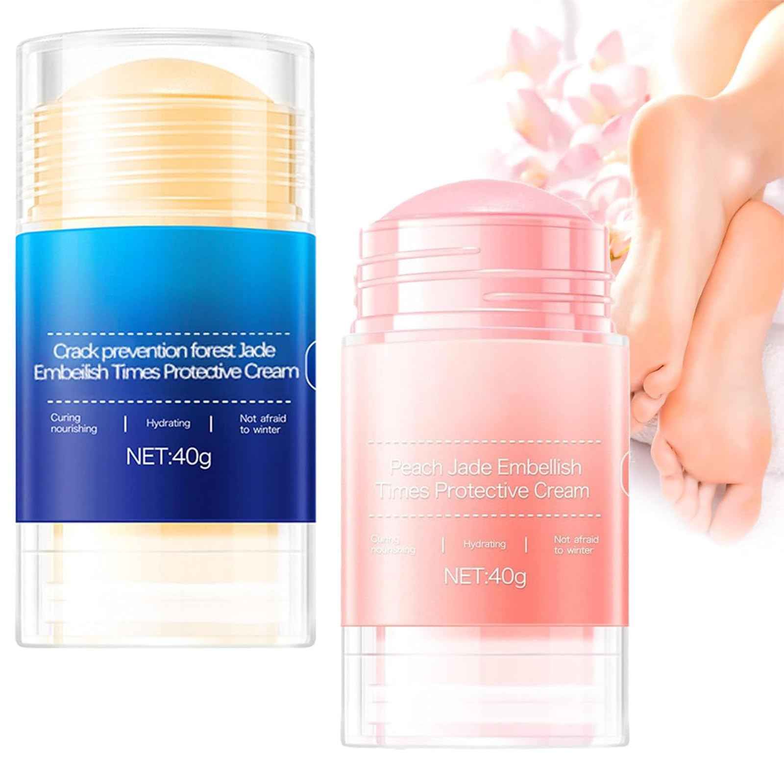Awjsde Crack Feet Prevention Stick, Foot Care Cream, Anti Cracked Foot Balm, Softening and Nourishing Creams for Dry, Remove Dead Skin and Moisturize Dry Skin (BLUE+PINK)