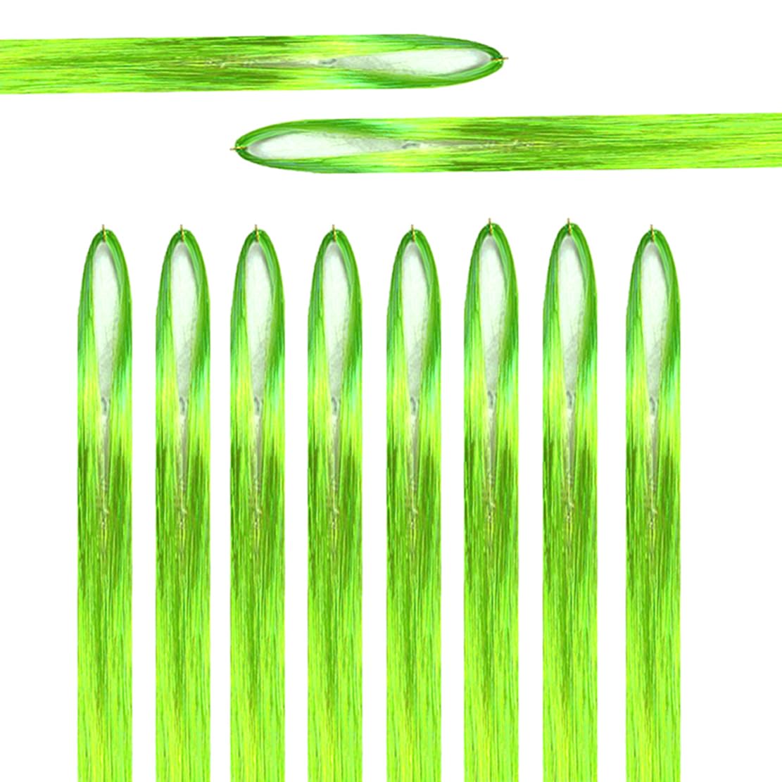 Hair Tinsel Kit with Tools 8pcs 1760 Strands Bright Green Heat Resistant Tinsel Hair Extensions for Women Kids Girls Sparkling Shiny Glitter Fairy Hair for New Year Christmas Halloween Cosplay Party