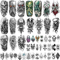 Yazhiji 47 Sheets Temporary Tattoos, 17 Sheets Half Arm Cthulhu Octopus Fake Tattoos for Adults Shoulder Neck, 30 Sheets Tiny Animal Temporary Tattoos Realistic for Men Women Boys & Girls
