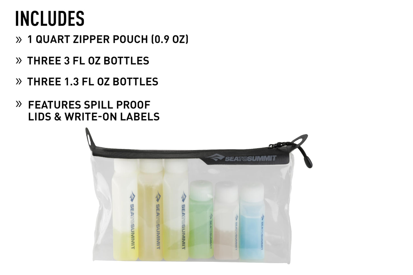 Sea to Summit TravellingLight Clear Zip Pouch with Travel Bottles, TSA Approved Toiletry Kit