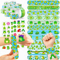 72 PCS Frog Party Favors 48 PCS Temporary Pre-cut Tattoos 24PCS Slap Bracelets Wristbands Perfect for Themed Birthday Baby Showers or Classroom Rewards Ideal Decor and Gifts for Girls and Boys