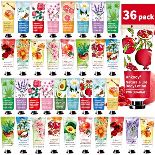 36 Pack Body Lotion for Women Dry Skin,Easter Basket Stuffers,Mothers Day Gifts for Mom,Teacher Appreciation Gifts,Nurse Week Gifts for Women,Coworkers,Natural Travel Size Lotion with Shea Butter