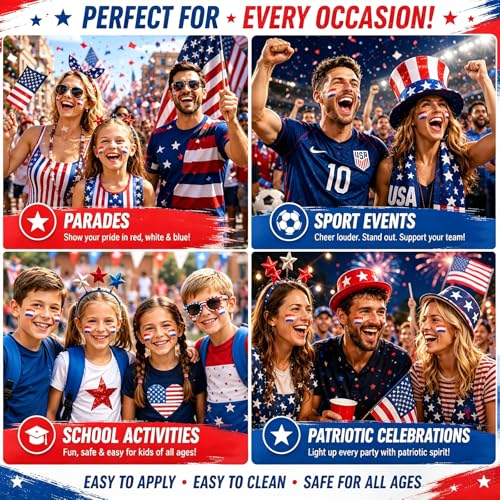 USA World Cup Face Paint Stick – Red White Blue, Easy Twist-Up Body & Cheek Paint