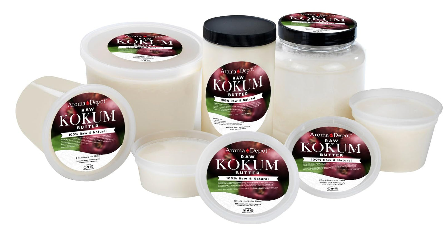 Aroma Depot 3 lb. Raw Kokum Butter Great for Skin, Body and Hair. 100% Pure I Natural I Cold Pressed I Thickener for Body Butters, Sunscreens, Soaps, Deodorants and Lotions.