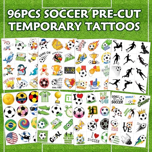 96PCS Soccer Temporary Tattoos for Kids - Party Favors