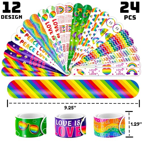 48Pc LGBT Pride Party Favors - Rainbow Tattoos & Slap Bracelets