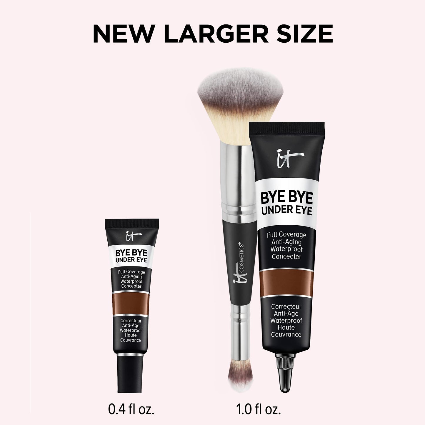 IT Cosmetics Makeup Set - Includes Supersize Bye Bye Under Eye Concealer (44.0 Deep) + Heavenly Luxe Complexion Perfection Concealer Brush (1 fl oz) - with Collagen, Hyaluronic Acid & Antioxidants