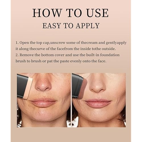 Foundation Stick, 2 in 1 Dual-Ended Long-Lasting Concealer Korean Foundation Contour Stick, Waterproof Contouring foundation with Brush, Full Coverage Matte Finish for Face Makeup(02#NATURAL)
