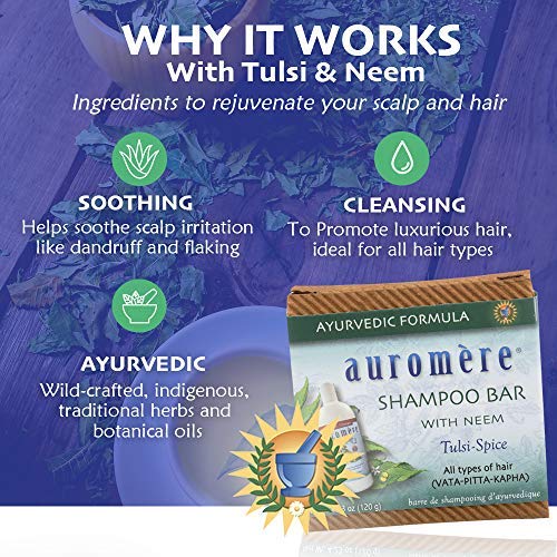 Auromere Ayurvedic Shampoo Bar - Eco Friendly, Handmade, Vegan, Cruelty Free, Natural, Non GMO, All in One Bar for Soap and Shampoo (4.23 oz), 3 pack