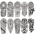 Tribal Temporary Tattoo Half Sleeve - 10 Sheet Black Polynesian