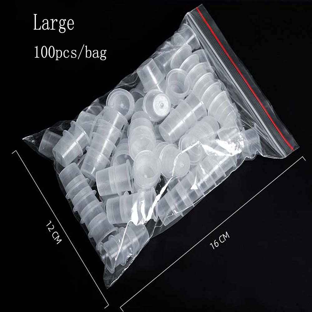 Tattoo Ink Caps Cups - Disposable Tattoo Ink Cups Pigment Ink Caps,Tattoo Machine, Supplies,Tattoo Needles (Large.15mm—100PCS