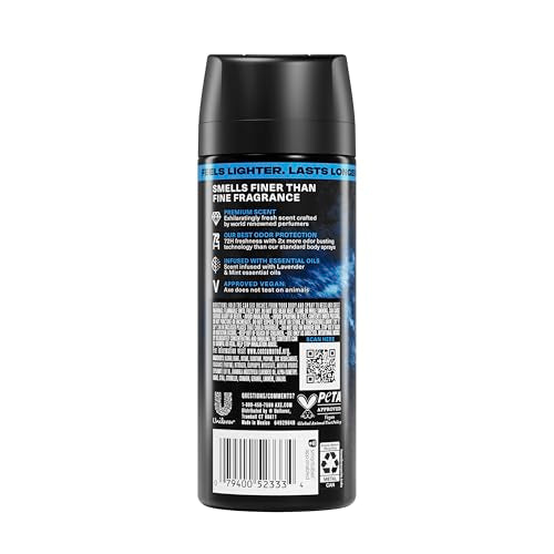 AXE Blue Lavender Body Spray - Long-Lasting Fragrance, 3-Pack 2.9oz