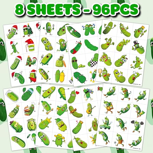 96 Pickle Temporary Tattoos for Kids Birthday Party Favors