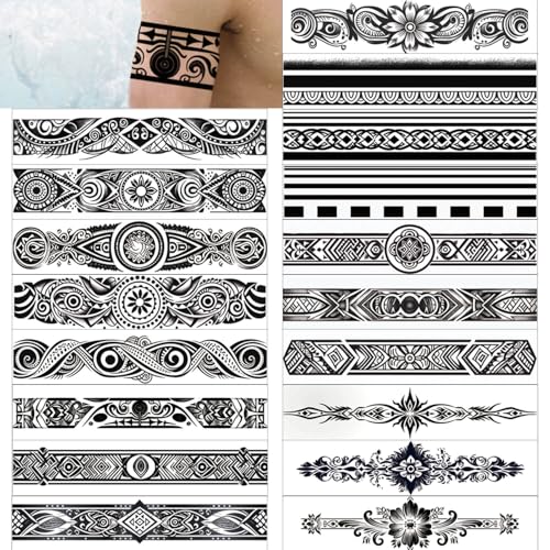 18-Pack Tribal Temporary Tattoos | Waterproof Armbands 5-7 Days