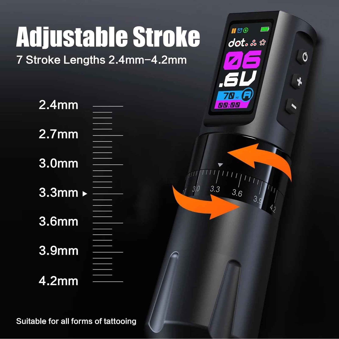 Complete Wireless Tattoo Gun Kit for Beginners | Rotary Tattoo Pen with 7 Adjustable Strokes | Rechargeable Cordless Battery | 20Pcs Tattoo Cartridge Needles Set