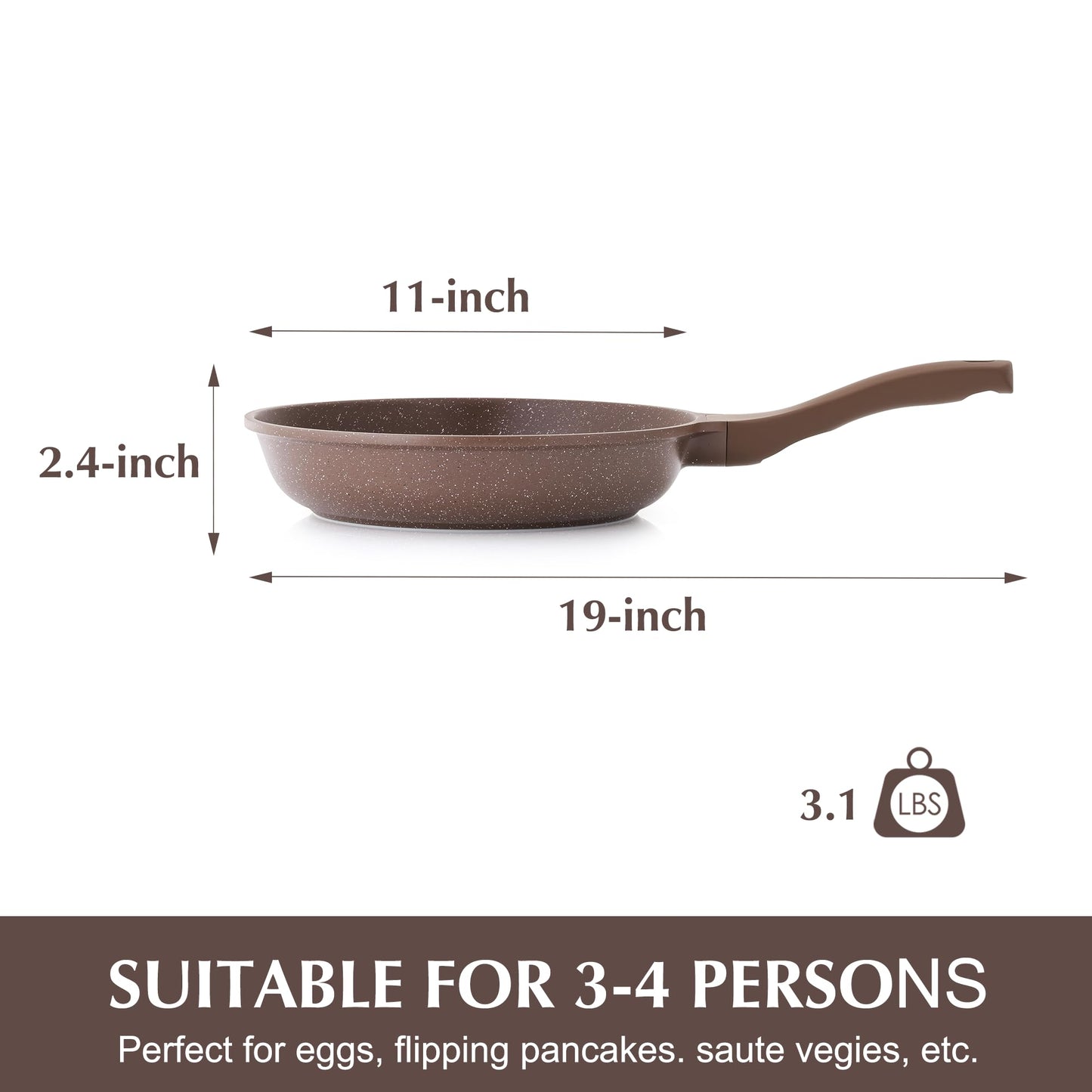 SENSARTE Nonstick Frying Pan Skillet, Granite Coating Omelette Pan, Healthy Stone Cookware Chef's Pan PFOA Free, Toffee Brown (11 Inch)