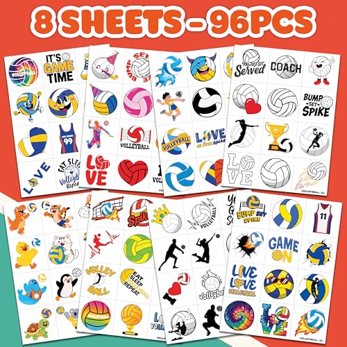 96 Volleyball Temporary Tattoos | Pre-Cut Party Favors