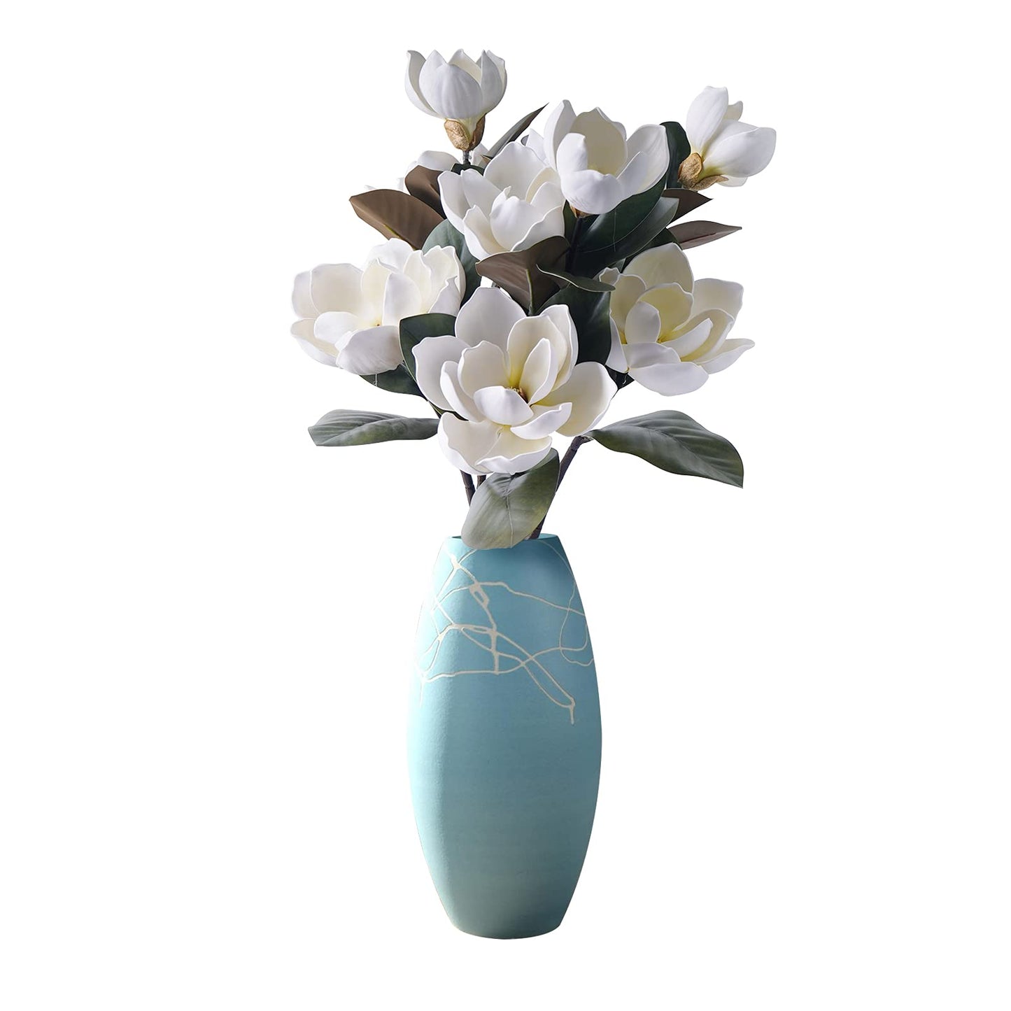 MINYULUA 3Pcs Artificial Magnolia Flowers, 29.5" Long White Magnolia Stem Flower, Faux Wedding Flower Bouquet Vase Floral Arrangement for Table Centerpiece Wedding Holidays Party Home Decor