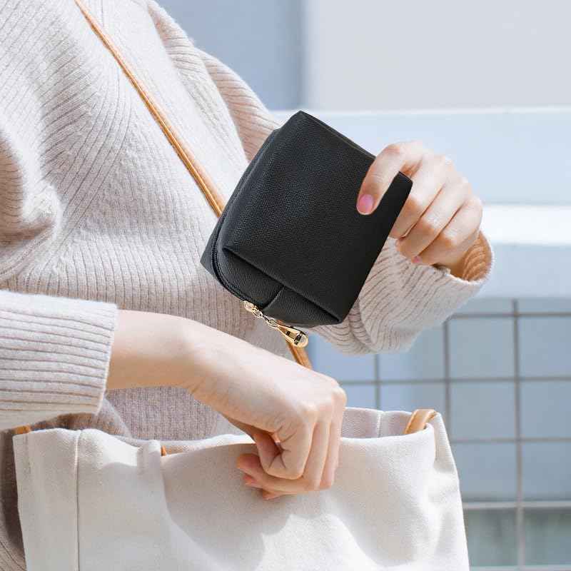 FFpaw Small Makeup Bag for Women, Mini Cosmetic Bag Capacity Travel Toiletry Bag Pouch for Purse Waterproof Small Makeup Organizer Bag Cute Makeup Brushes Storage Bag