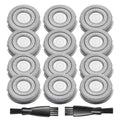 12 Pack Pitbull Shaver Replacement Blade for Skull Shaver Replacement Heads Pitbull Gold/Silver Replacement Blades for Palm Electric Razors Head Shavers for Bald Men, 2 Cleaning Brush, Premium