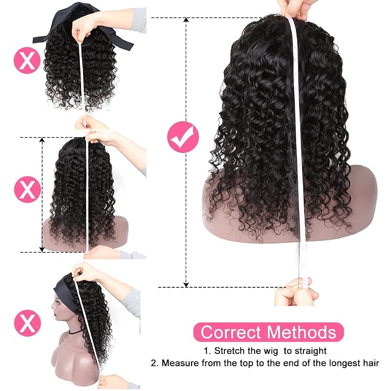 Celiarita Deep Wave Headband Wig 18" Human Hair