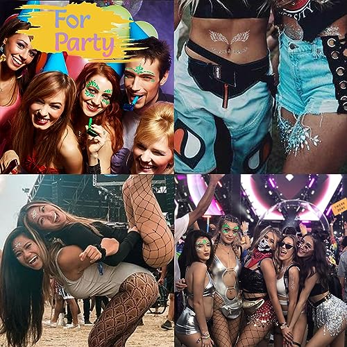 Face Gems 8 Sets Mermaid Face Jewels Self Adhesive Festival Gem Stickers Eyes Body Face Stickers Crystal Festival Accessory for Carnival, Party, Halloween