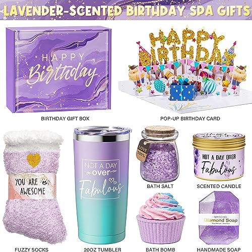 Lavender Spa Birthday Gift Box for Women | 8-Piece Self-Care Set