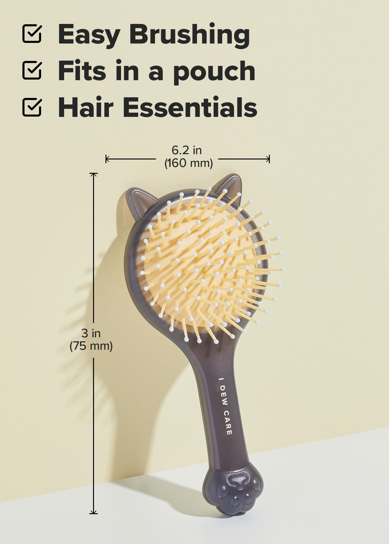 I DEW CARE Tap Secret Hair Brush | Detangling Hair Brush with Mirror, Cute and Ergonomic Design, For All Hair Types - Gifts for Women, Girls