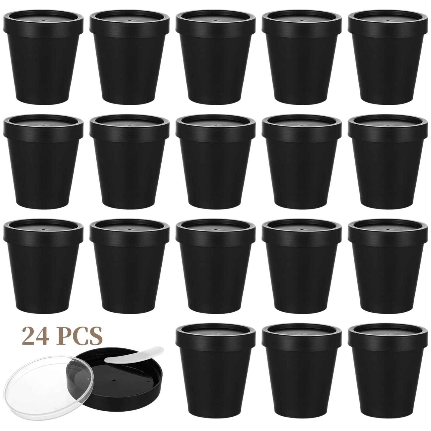 24PCS 7oz Pot Jars with Lids, Spoons for Homemade Lotion, Plastic Empty Containers for Sugar Scrub, Facial Mask Mixing Bowls, Body Lotion SPA