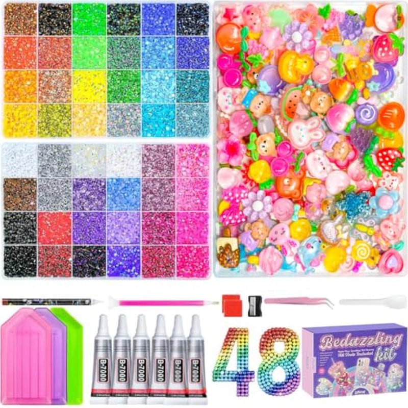 48-Color Bedazzling Kit with 100 Reusable Resin Charms