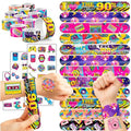 72PCS 80s 90s Party Set - Temporary Tattoos & Slap Bracelets