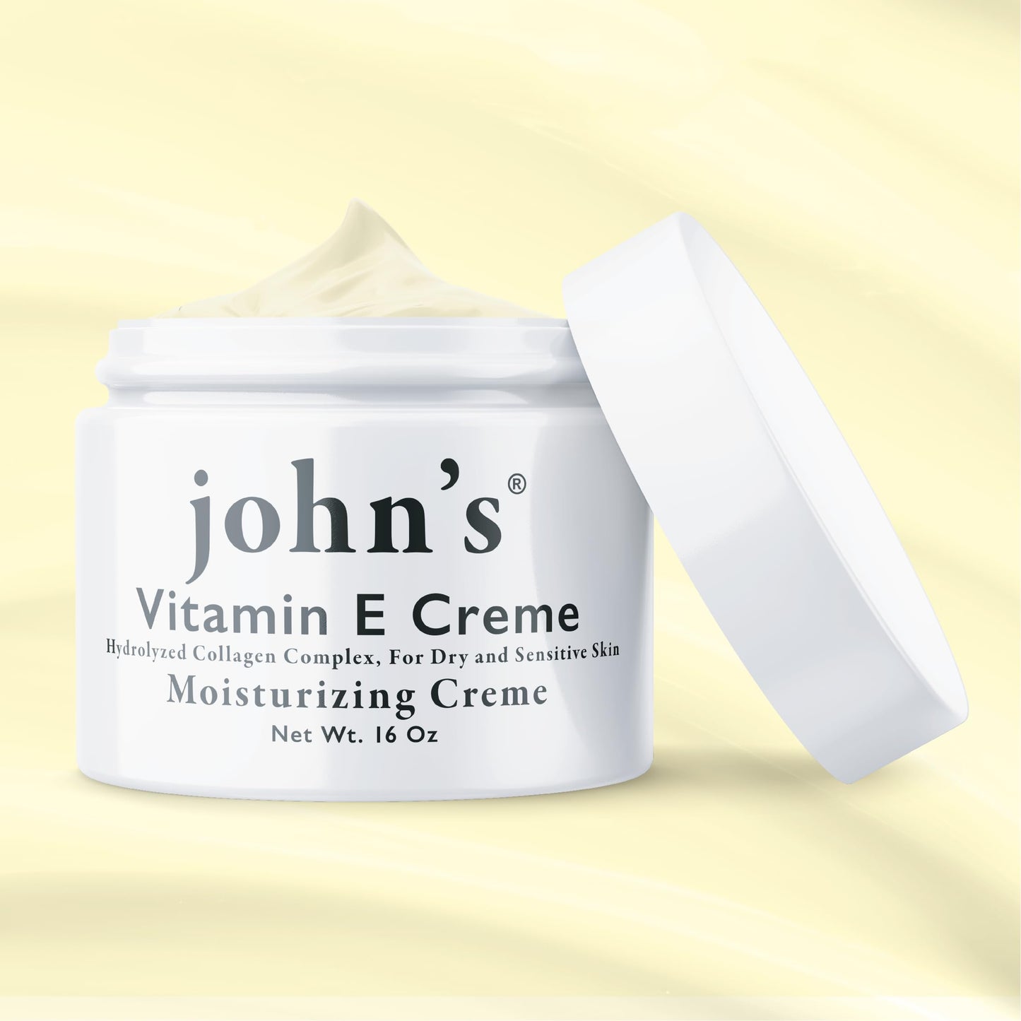 John's Vitamin E, A & D Moisturizer – 16 oz Skin Cream with Hydrolyzed Collagen & Aloe for Dry, Sensitive Skin – Vitamin Cream for Face & Body – Paraben-Free Vitamin E Creme