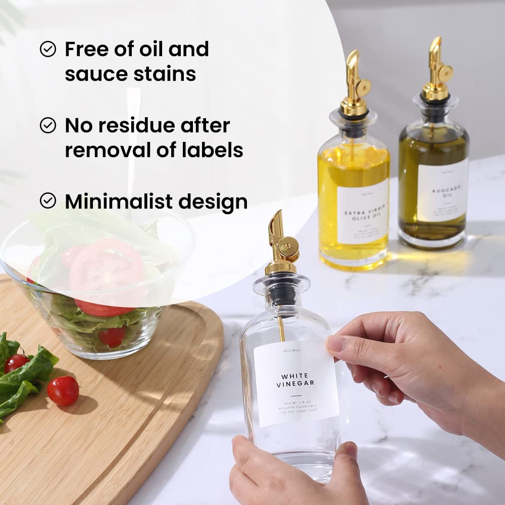 Molimoli Oil and Vinegar Dispenser with Metal Pour Spout, Weighted Pourer, Glass Bottle Dispenser for Kitchen, Olive Oil Cruet, Glass Olive Oil Bottle | 350ml, Set of 2