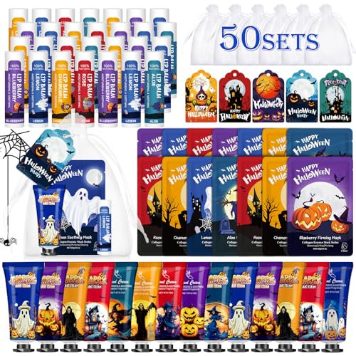 50 Pack Halloween Skincare Gift Set - Hand Cream, Masks & Lip Balm