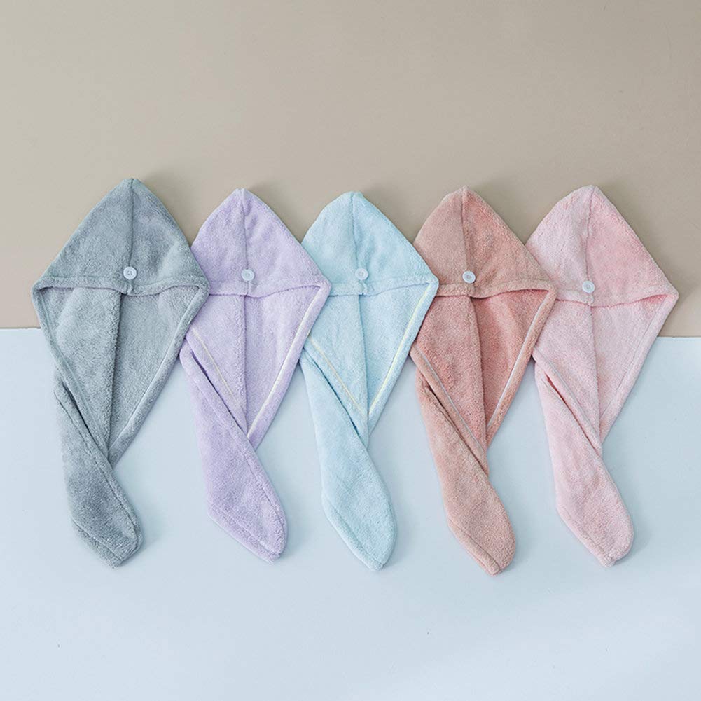 Microfiber Hair Drying Wrap Towel for Women Turban Fast Dry Gray