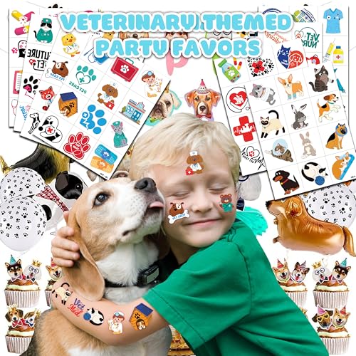 96 PCS Pre-Cut Vet Med Temporary Tattoos for Kids