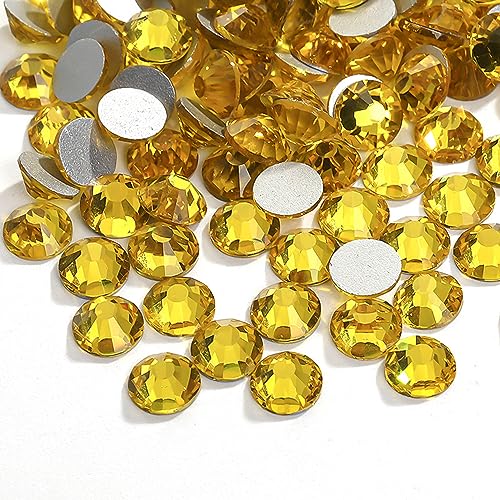 720pcs Lemon Yellow Flatback Crystal Rhinestones Half Round Glue Fix Rhinestone Diamantes Gems for Crafts Nail Art -SS20/4.6-4.8mm