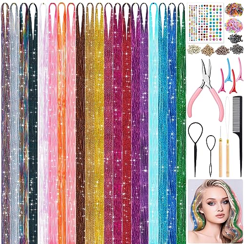 20 Colors Fairy Hair Tinsel Kit - 4000 Strands, 48in Heat Resistant