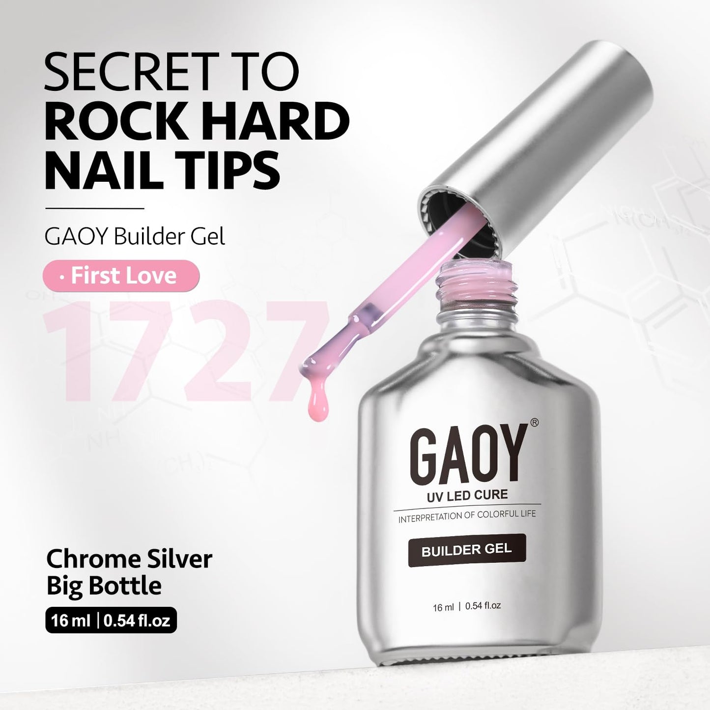 GAOY Builder Gel for Nails, 16ml Pink Nail Strengthener in a Bottle, Nail Extension Hard Gel, Soak Off Long Lasting UV Gel, 1727 First Love