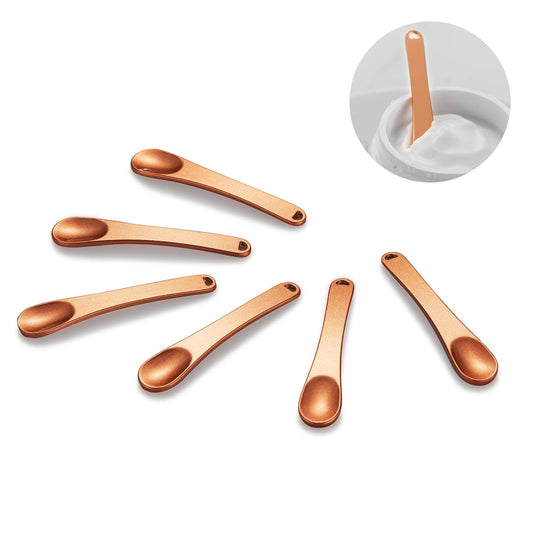 Tekson 6 Pieces Metal Cosmetic Skincare Spatula, Mini Mask facial Reusable Scoop, Makeup Beauty Spoons for Cream, Lotions, Moisturizers(Orange)