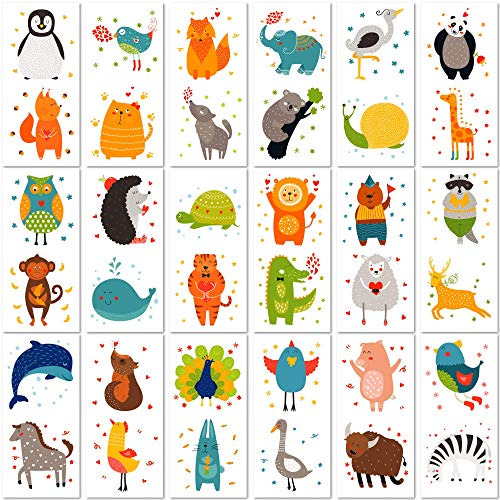 PapaKit 36 Pc Zoo Animals Temporary Tattoo Set - 18 Individually Wrapped Sheets | Jungle Safari Party Favors, Birthday Goodie Bag Fillers, School Rewards