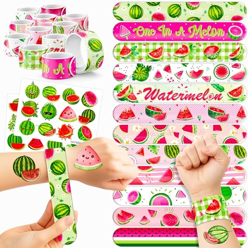 Watermelon Party Favor Set - 48 Piece Bundle with Tattoos & Slap Bracelets