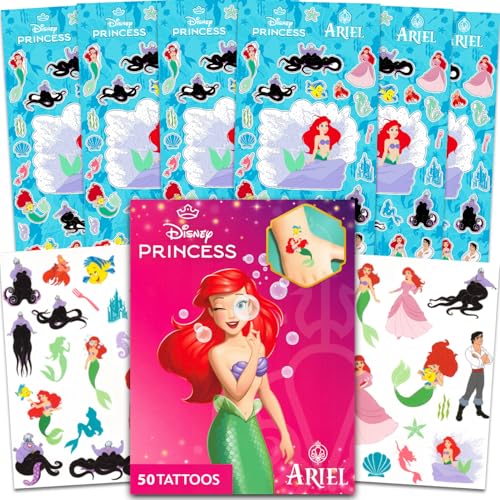 Little Mermaid Temporary Tattoo & Sticker Party Pack - 50 Tattoos + 150 Stickers