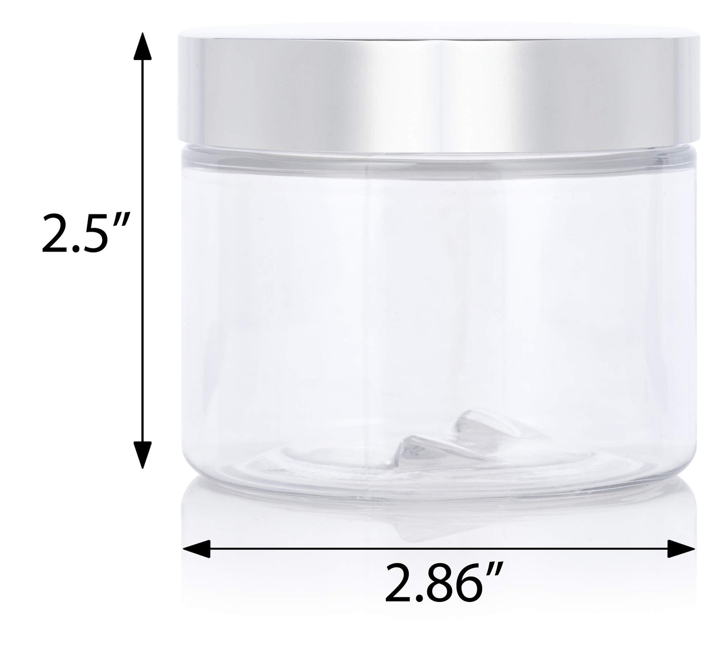 6 oz Clear PET Plastic Jar with Silver Metal Overshell Lid (12 Pack)