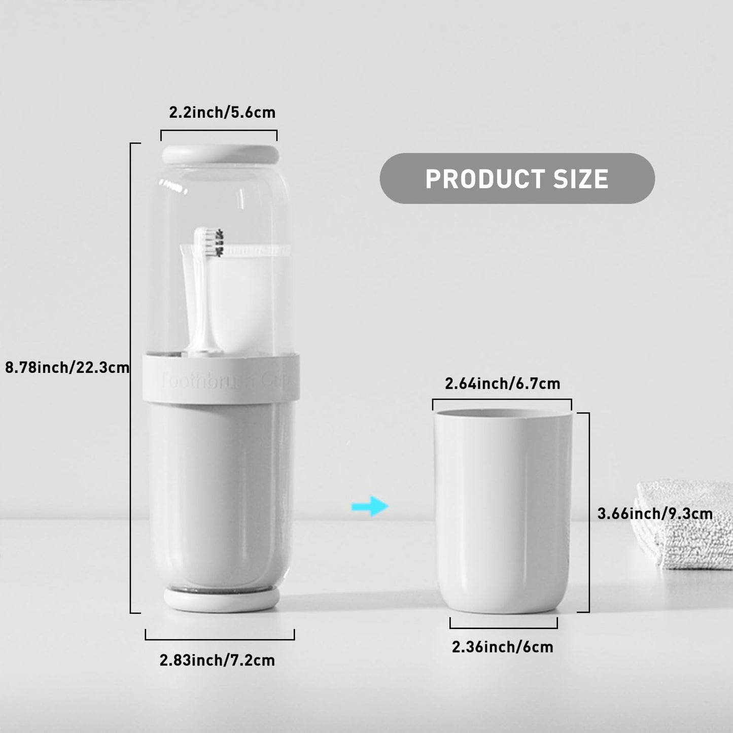 Toothbrush Cup with Cover, Travel Toothbrush Case Portable Toothbrush Holder for Traveling Business Camping School Bathroom (Grey)