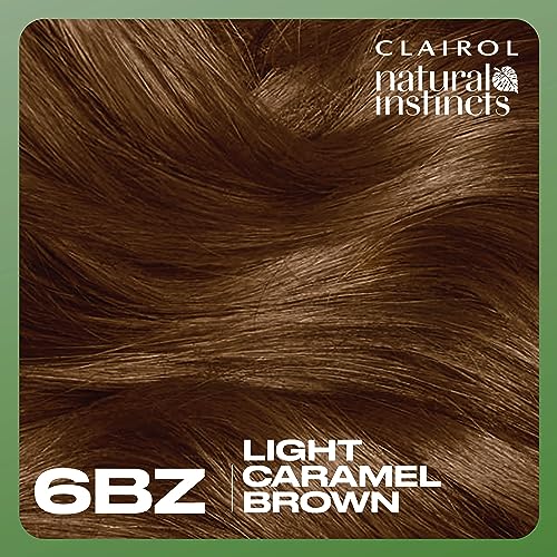 Clairol Natural Instincts Demi-Permanent Hair Dye, 6BZ Light Caramel Brown Hair Color, Pack of 3